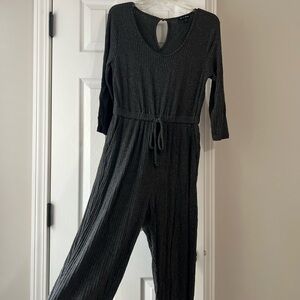 As U Wish Charcoal Ribbed Jumpsuit